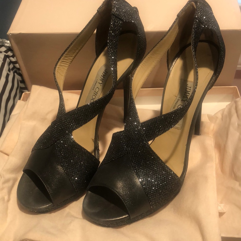 Jimmy Choo Glitter Metallic Sandal 40/10